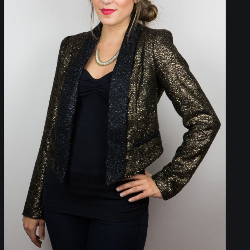 Shimmering tuxedo style blazer jacket